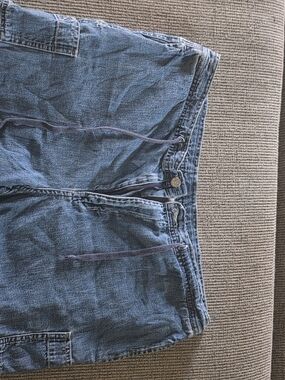 Calvin Klein Women's Relaxed Blue Drawstring Denim Shorts